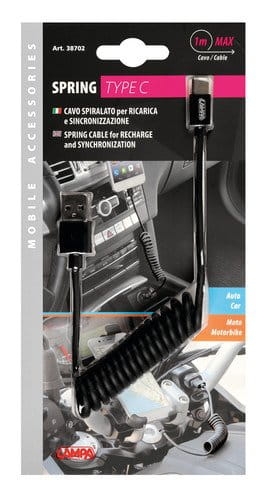 LAMPA kabel USB>USB typu C  sprężynowy 100cm black