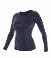 BRUBECK koszulka lady dł.rękaw COM WOOL navy