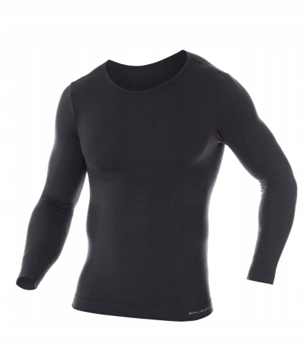 BRUBECK koszulka men dł.rękaw COM WOOL grafit