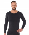 BRUBECK koszulka men dł.rękaw COM WOOL grafit