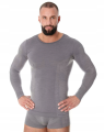 BRUBECK koszulka men dł.rękaw COM WOOL D grey 