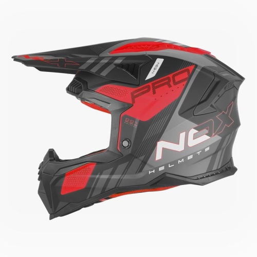 NOX kask offroad N634 STORM mat black/red