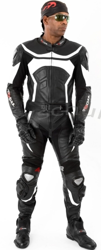 Tschul 725 black/white - Męska kurtka skórzana